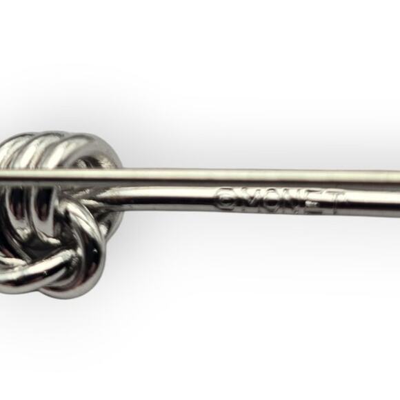 Vintage Monet Silver-Tone Love Knot Bar Brooch - Picture 5 of 5